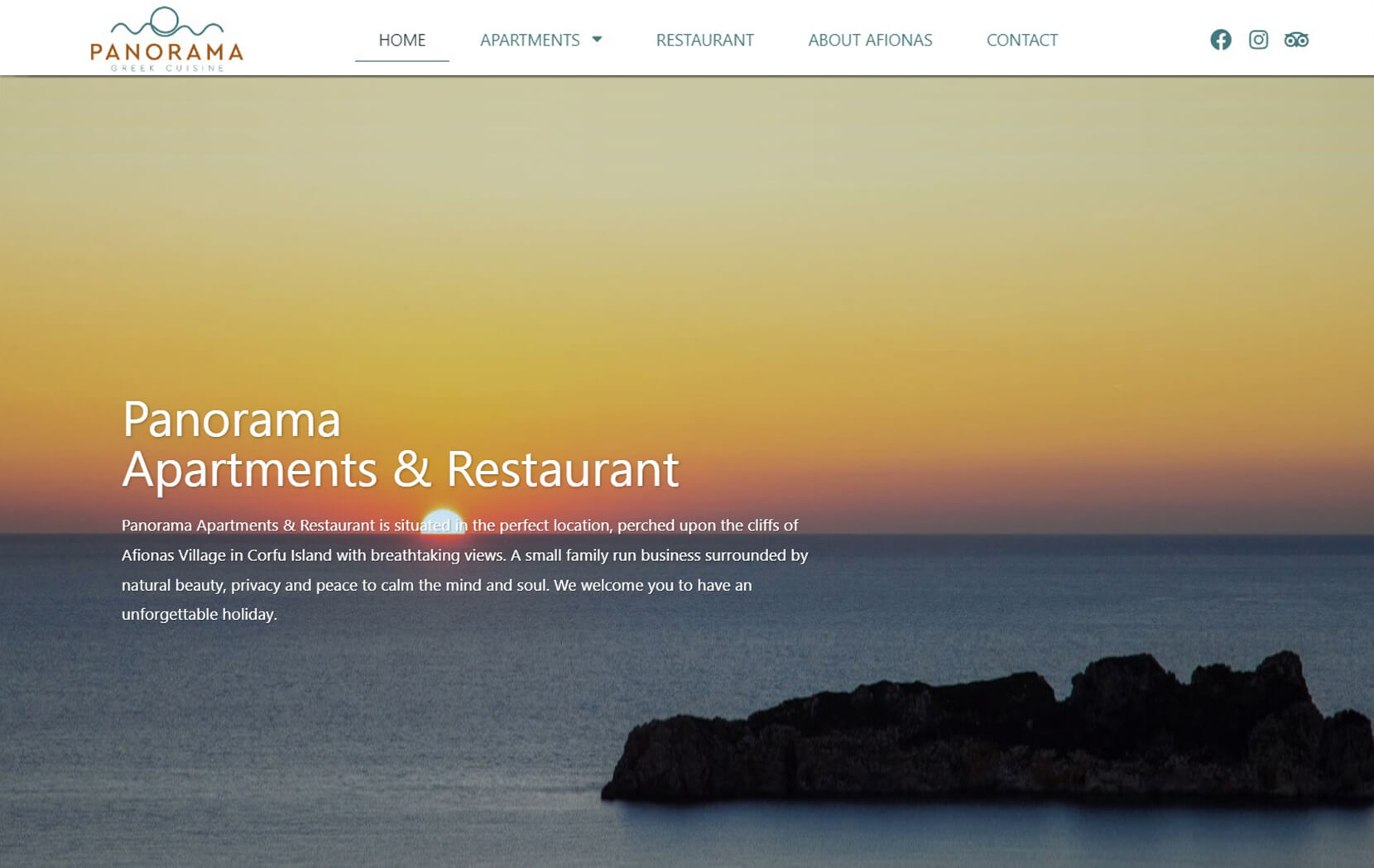 Κατασκευή Ιστοσελίδων Κέρκυρα - Panorama Apartments & Restaurant social cover image ιστοσελίδα Κέρκυρα